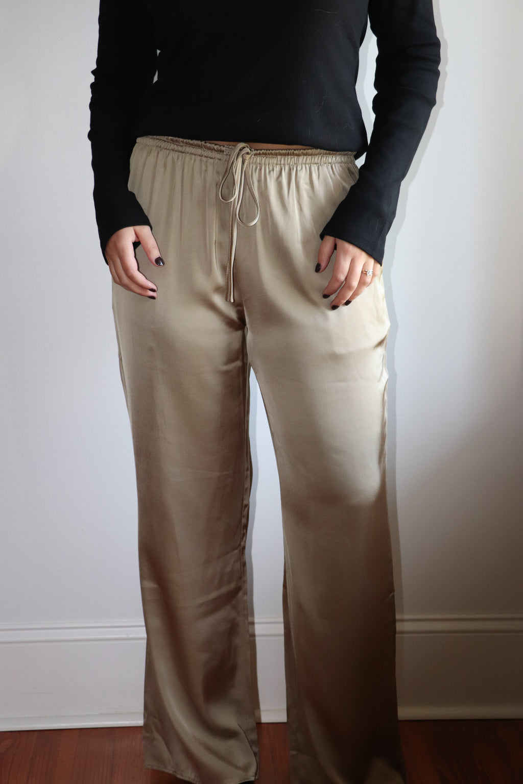 Audrey Satin Pant - Champagne