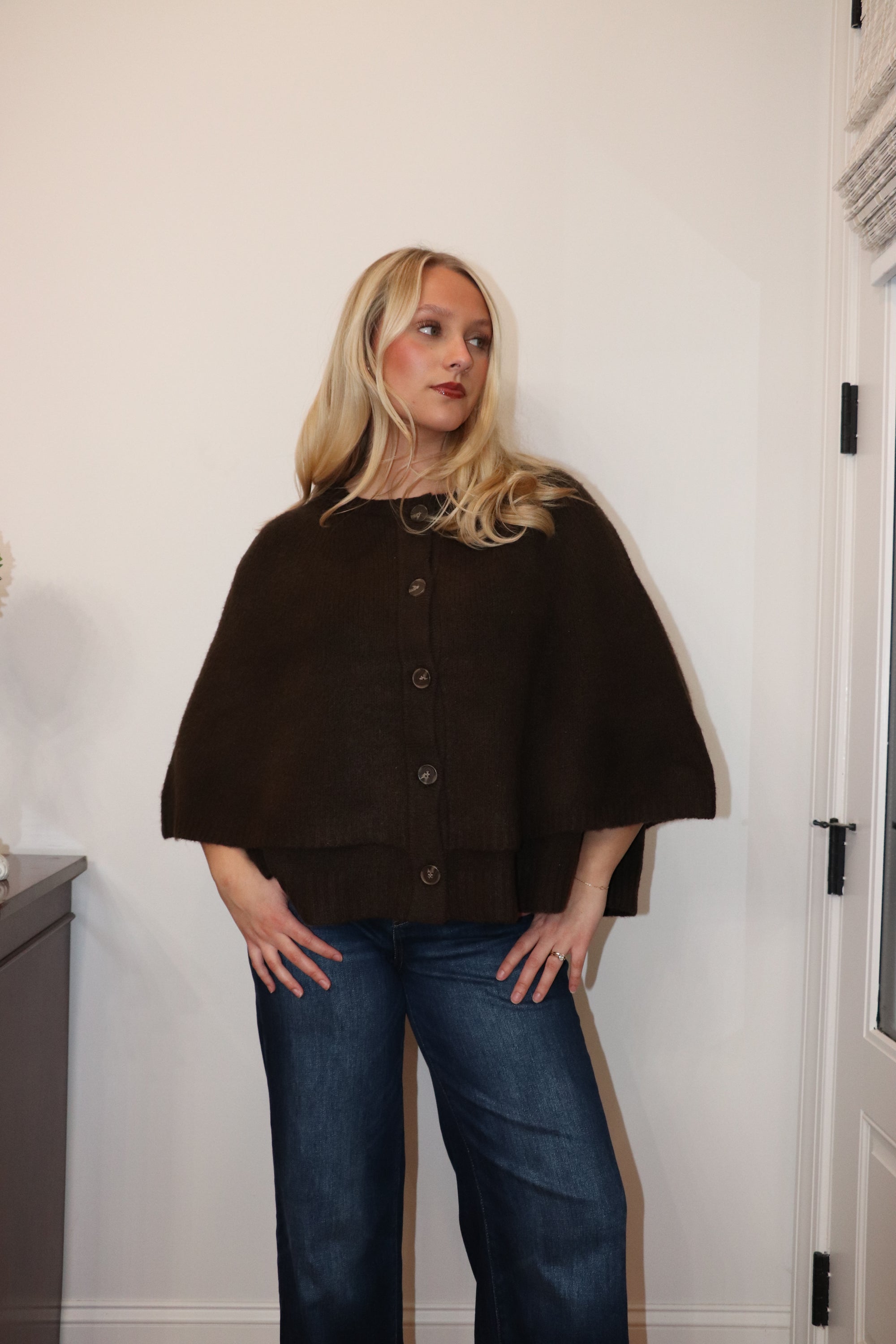 Magnolia Cape Cardigan – Espresso