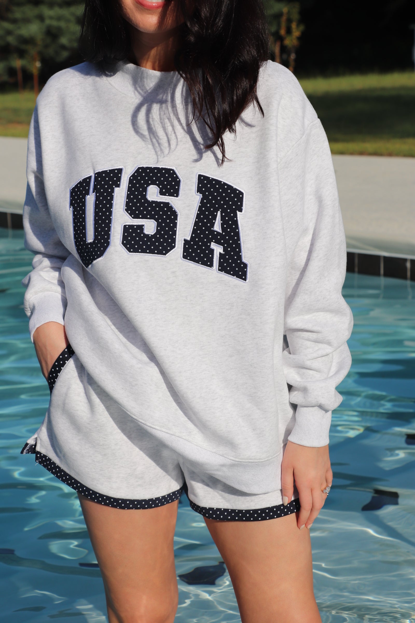 USA Polka Dot Mockneck Sweatshirt