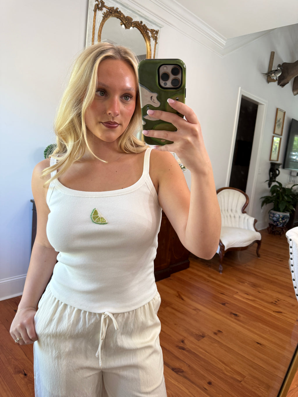 Lime Beaded Tank