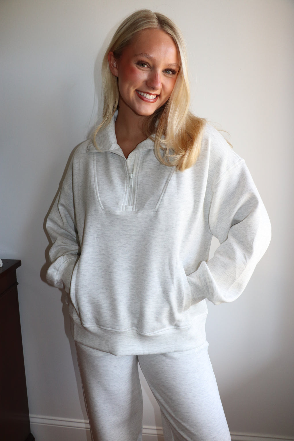 Rowan Quarter Zip – Light Heather Grey