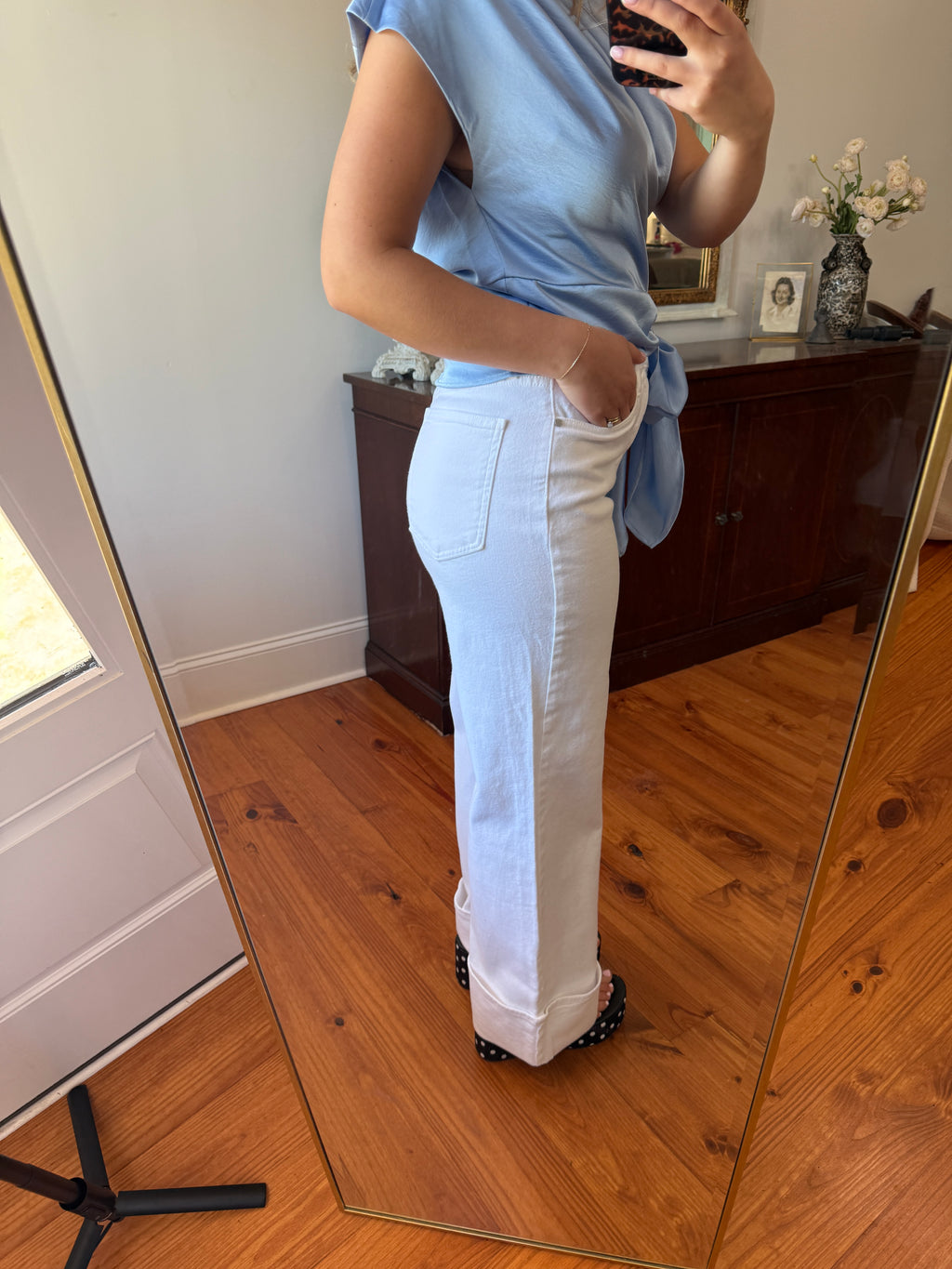 Madeline Cuffed White Jean