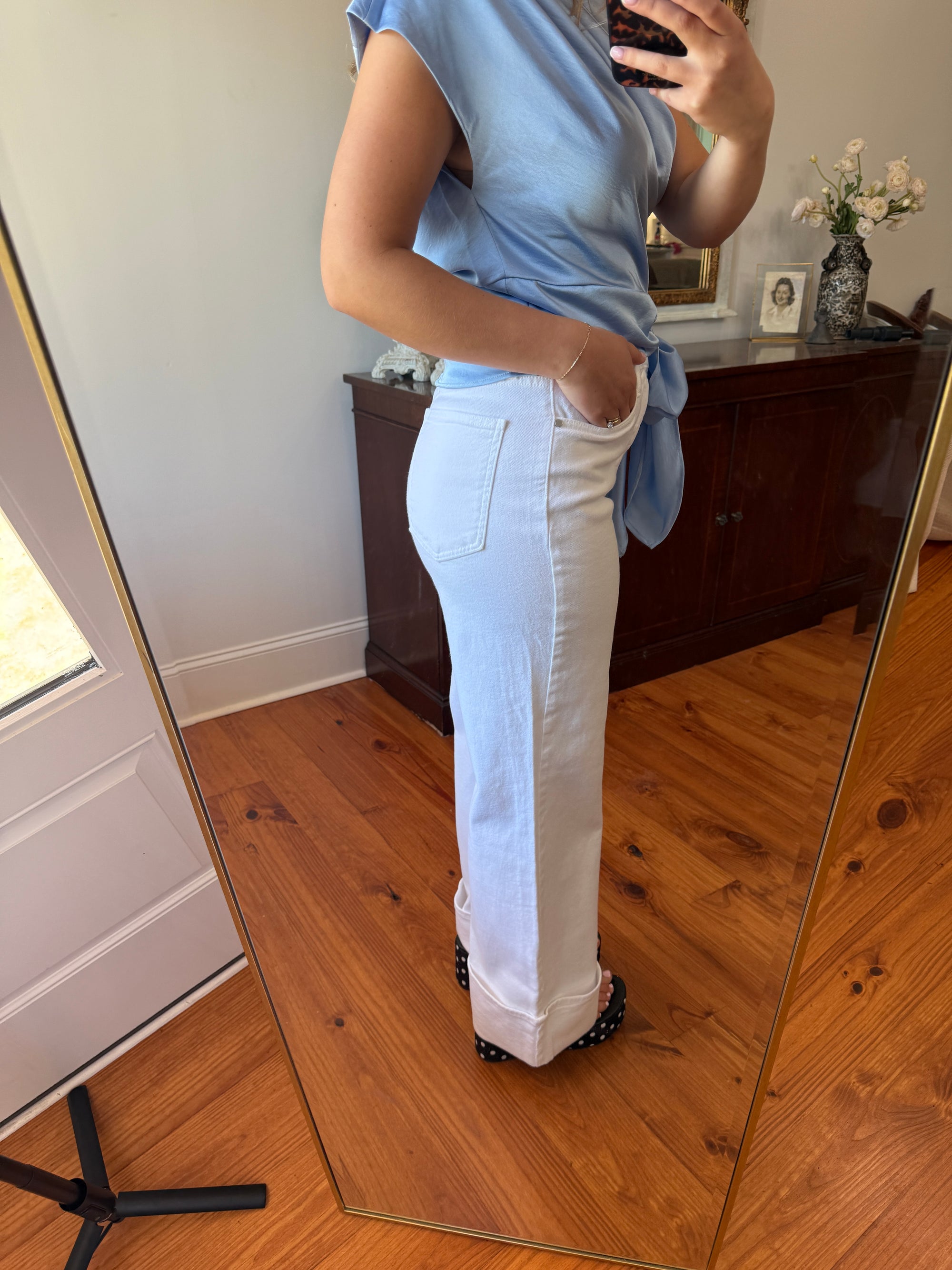 Madeline Cuffed White Jean