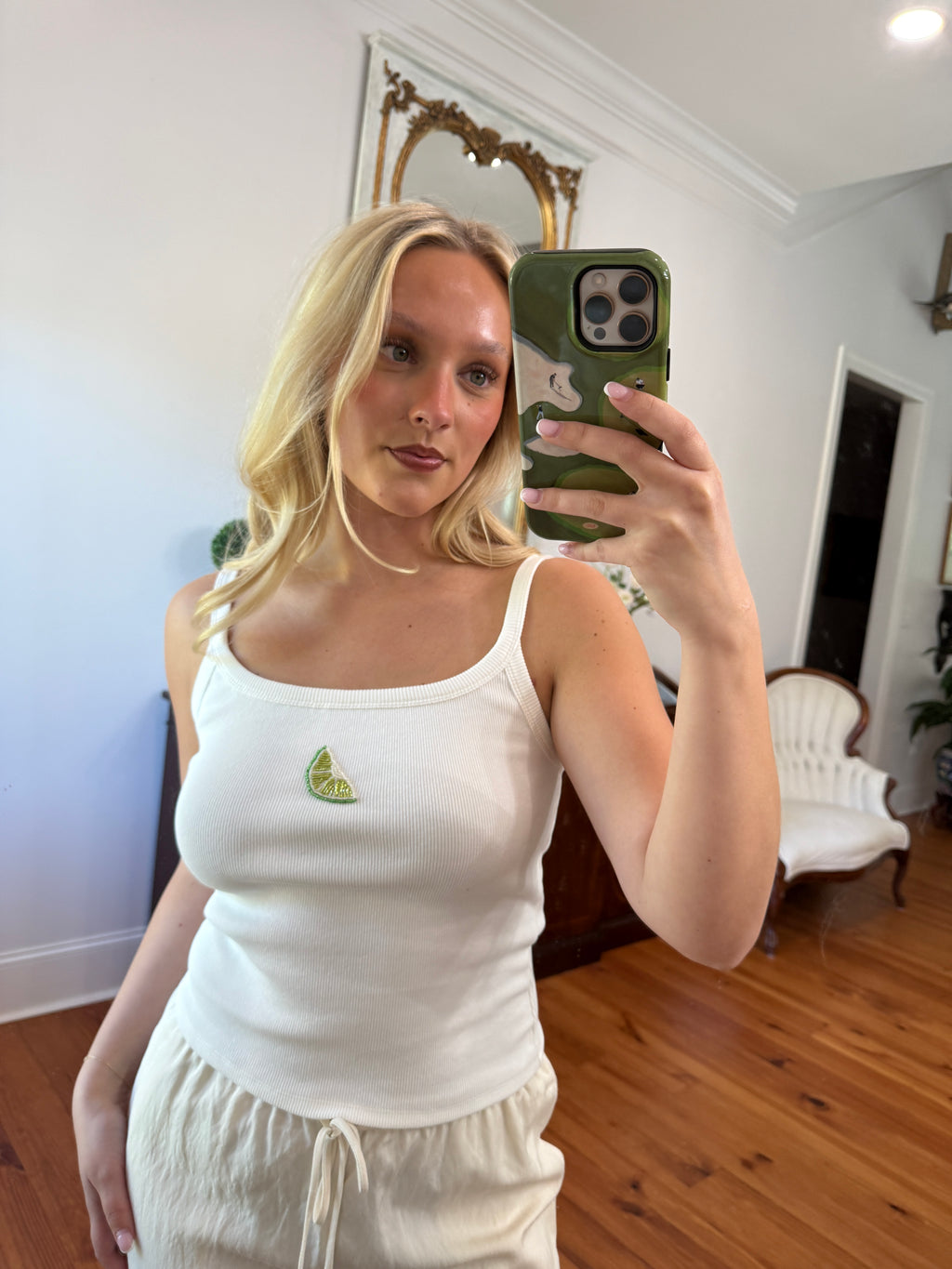 Lime Beaded Tank