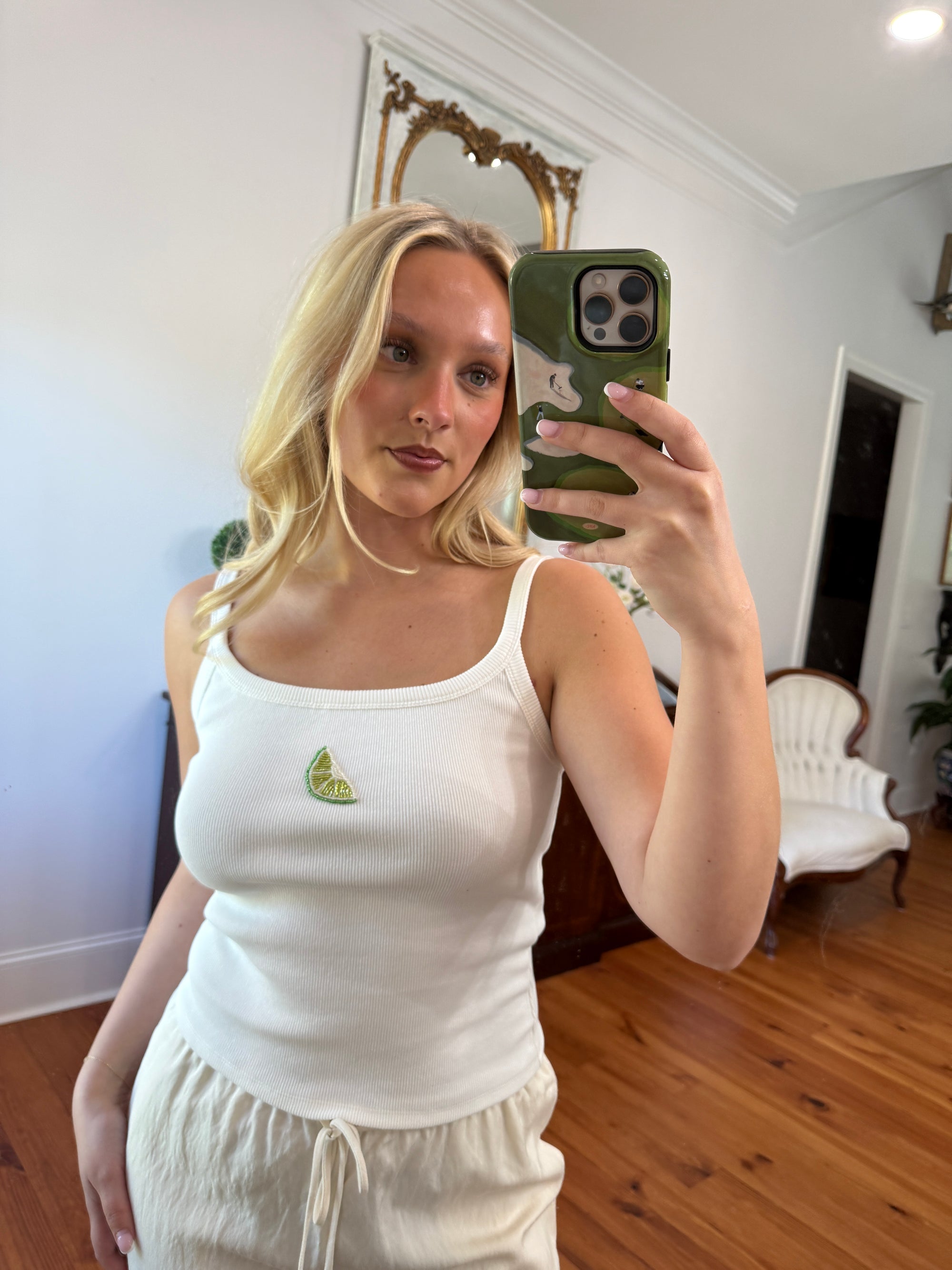 Lime Beaded Tank