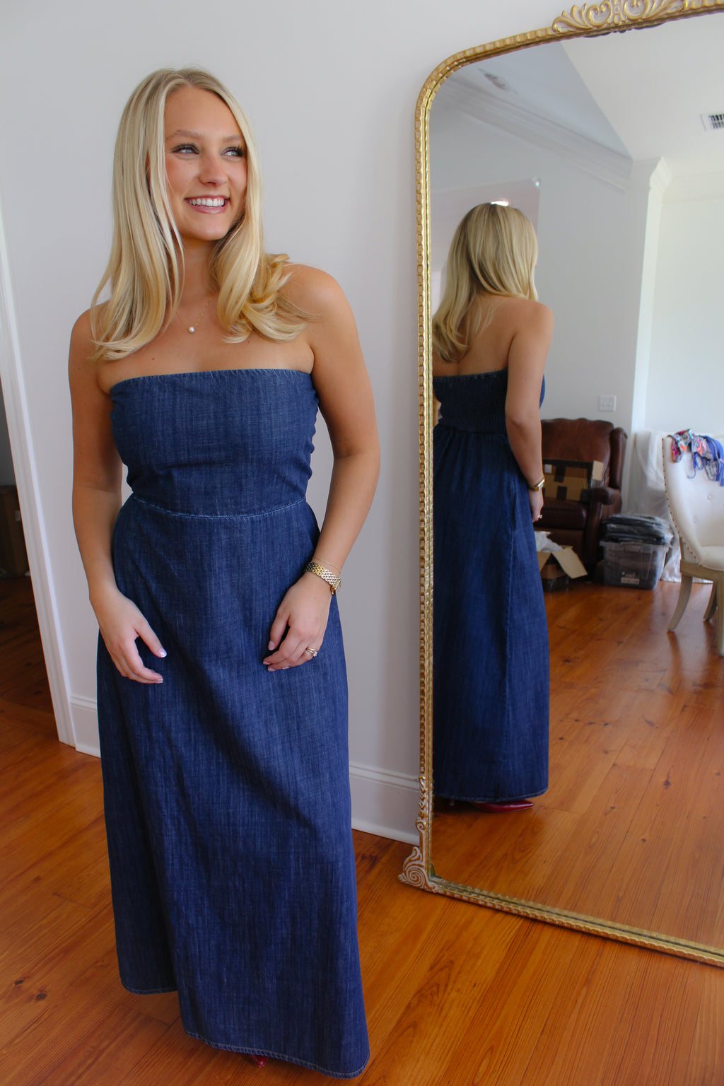 Thelma Denim Maxi Dress