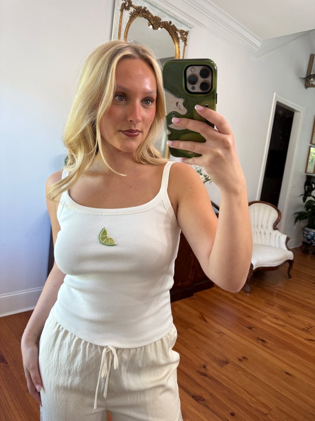 Lime Beaded Tank