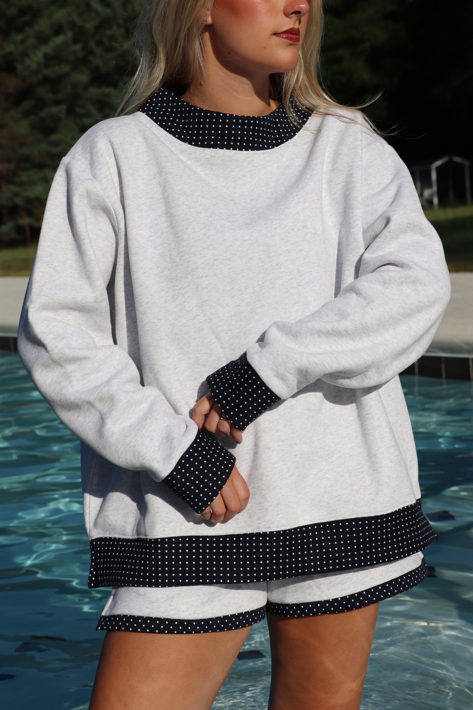 Polka Dot Mockneck Sweatshirt