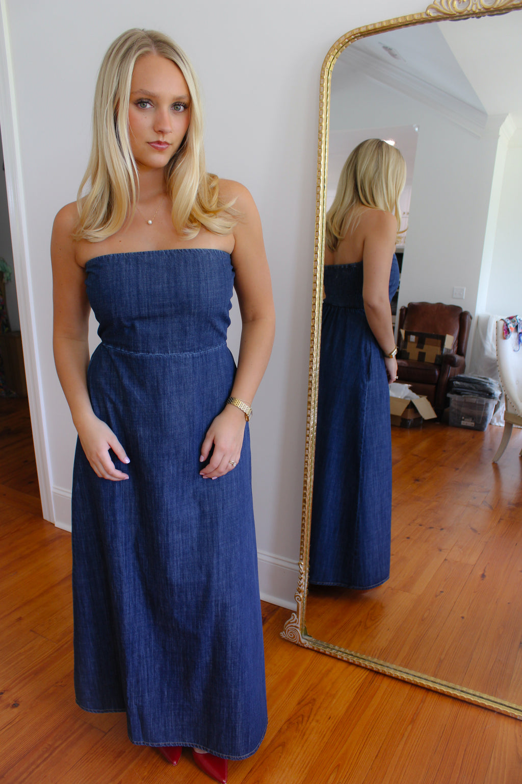 Thelma Denim Maxi Dress