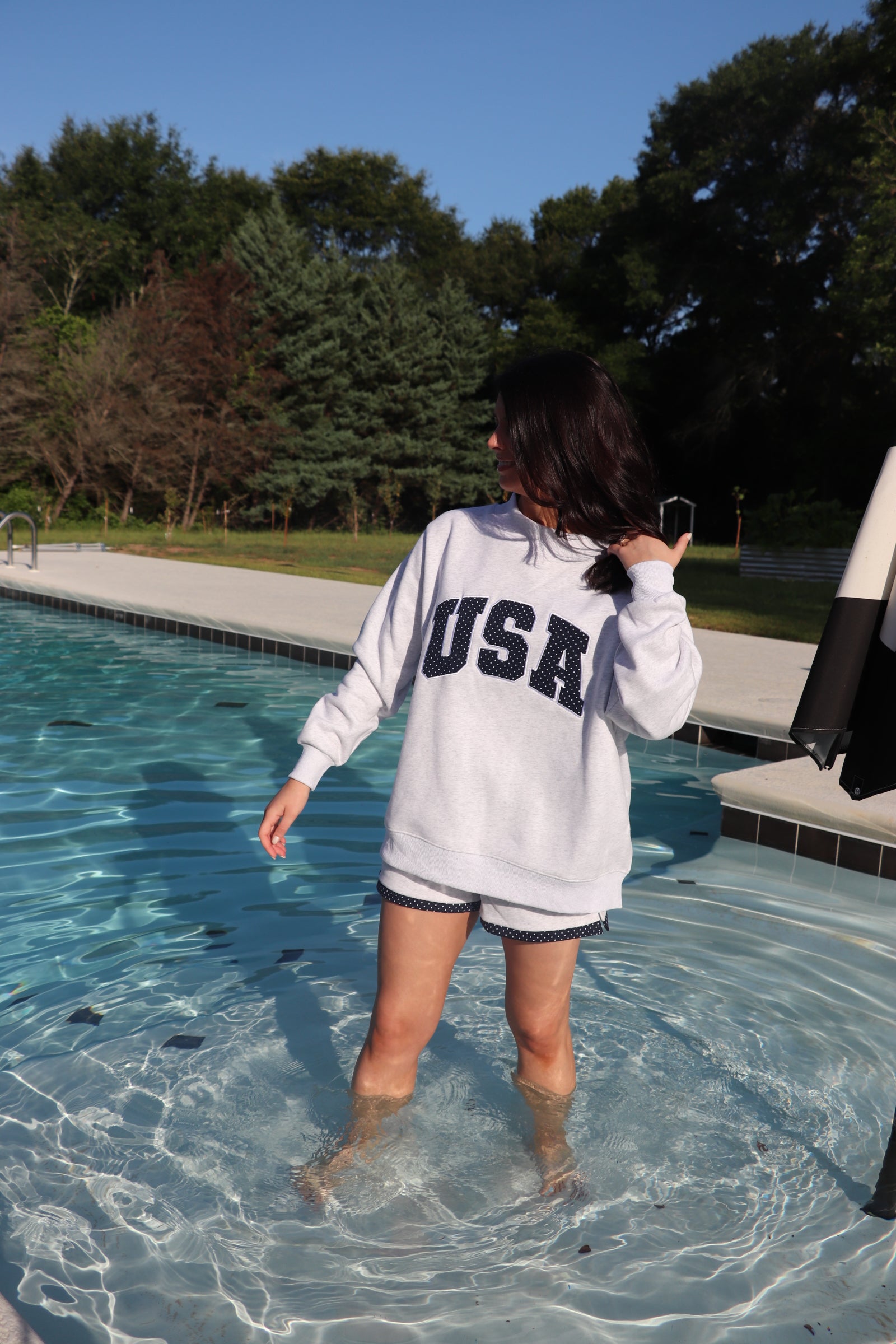 USA Polka Dot Mockneck Sweatshirt