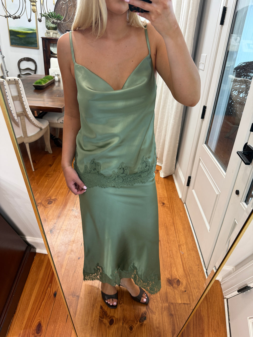Camellia Satin Midi Skirt