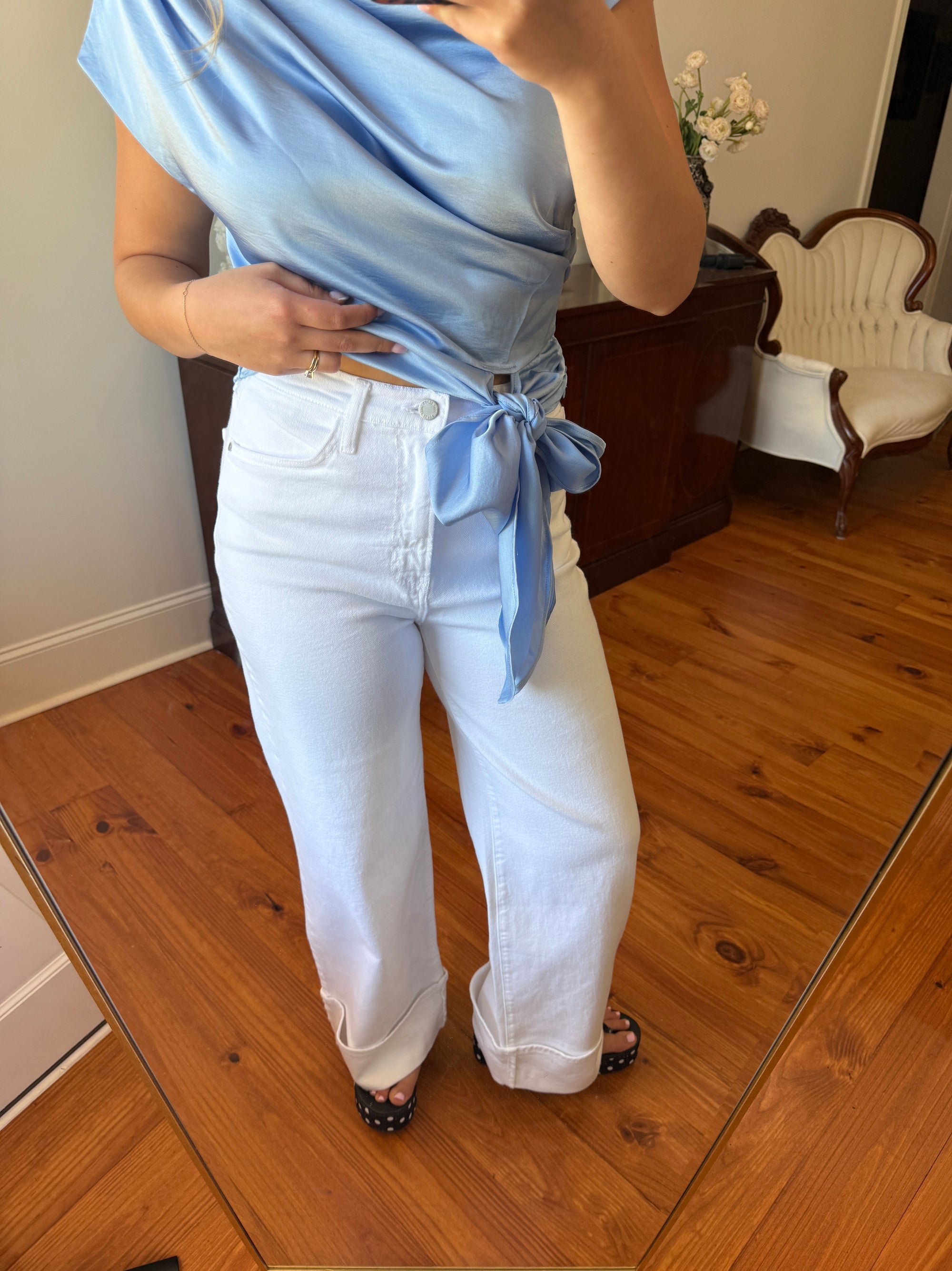 Madeline Cuffed White Jean