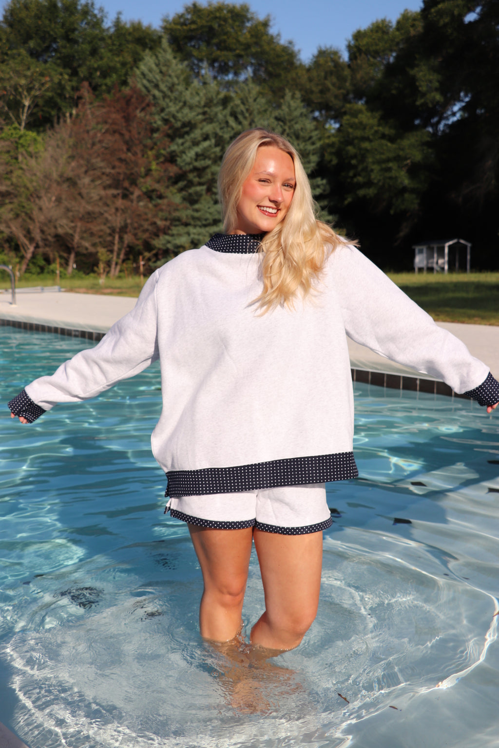 Polka Dot Mockneck Sweatshirt