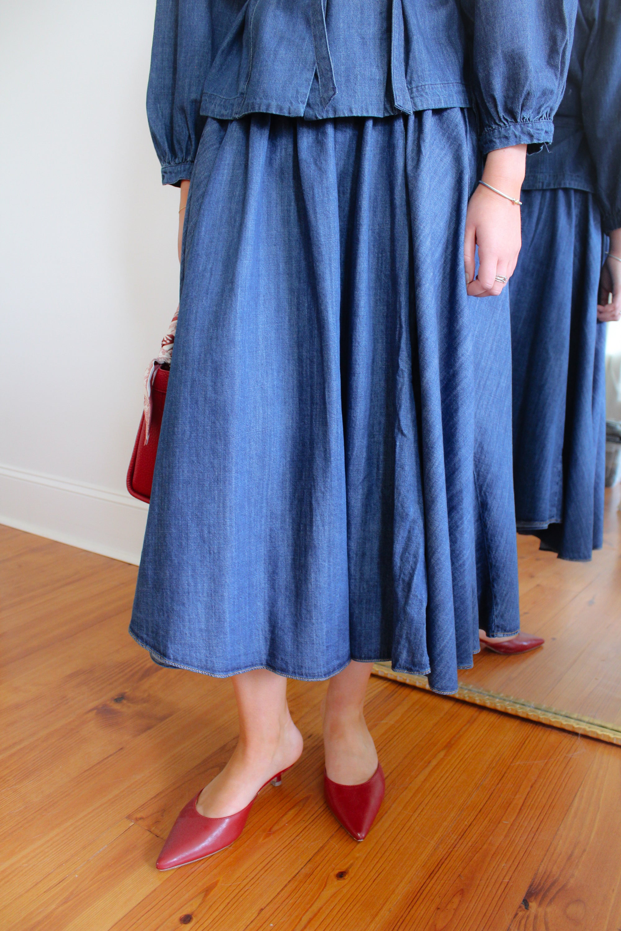 Gladys Denim Midi Skirt