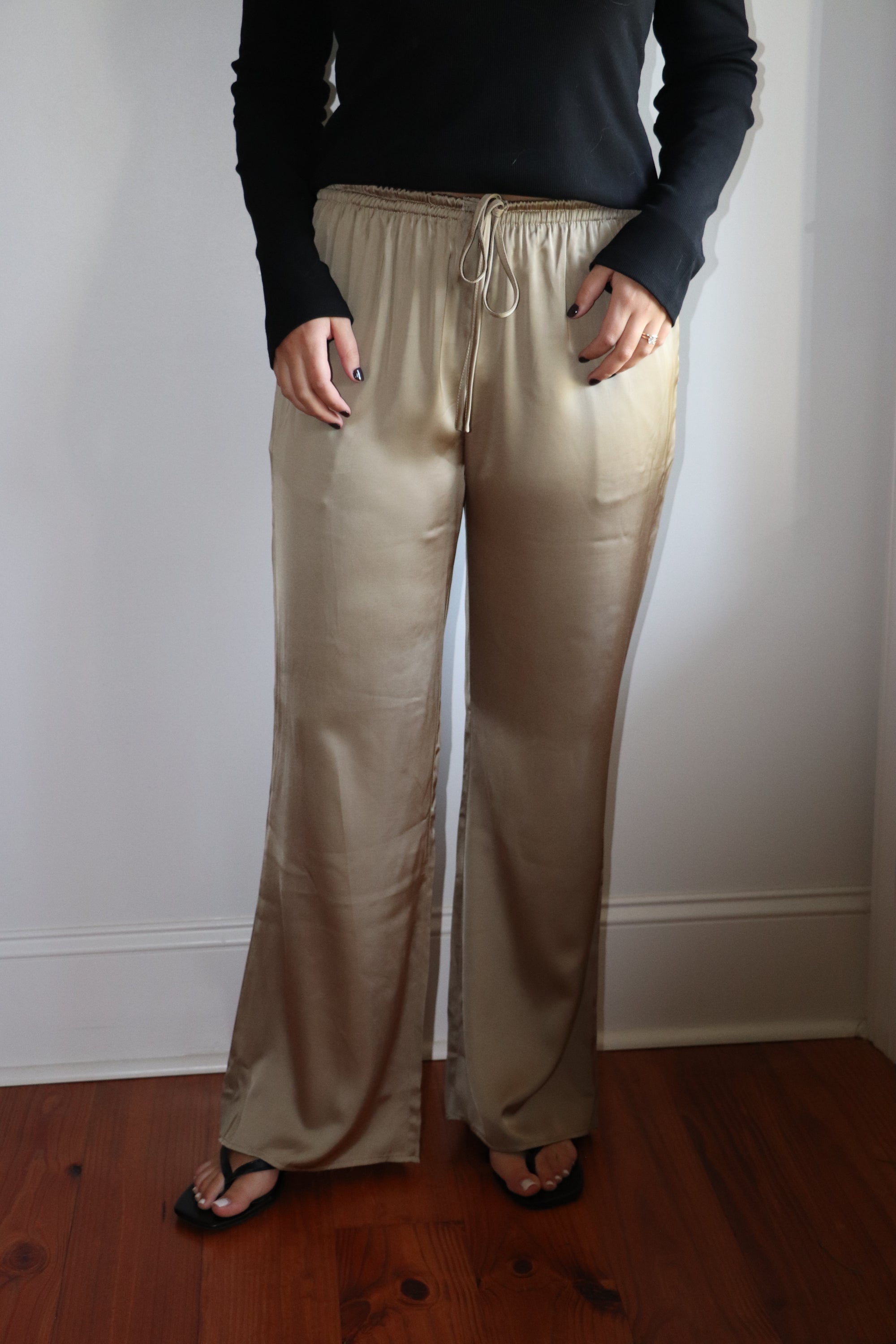 Audrey Satin Pant - Champagne