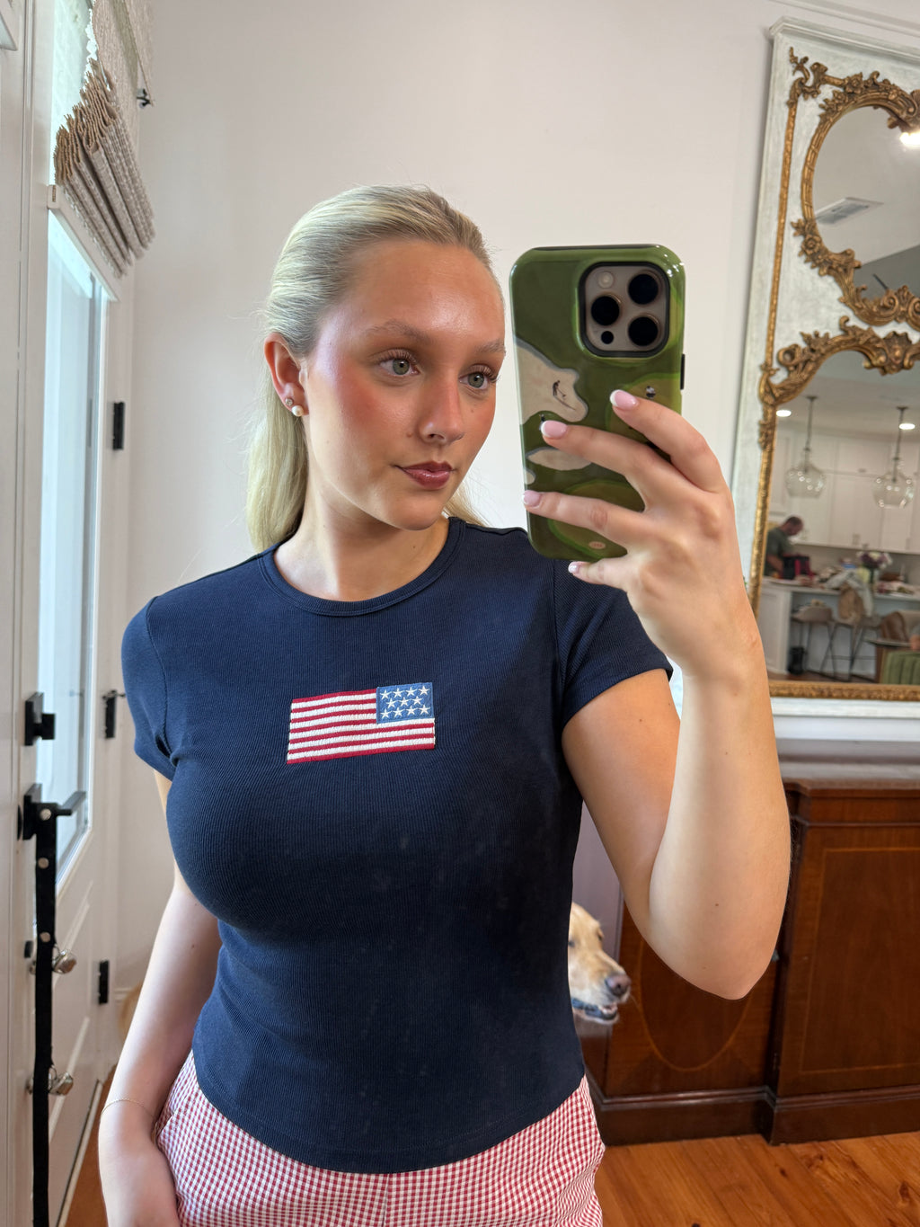 Embroidered Flag Baby Tee