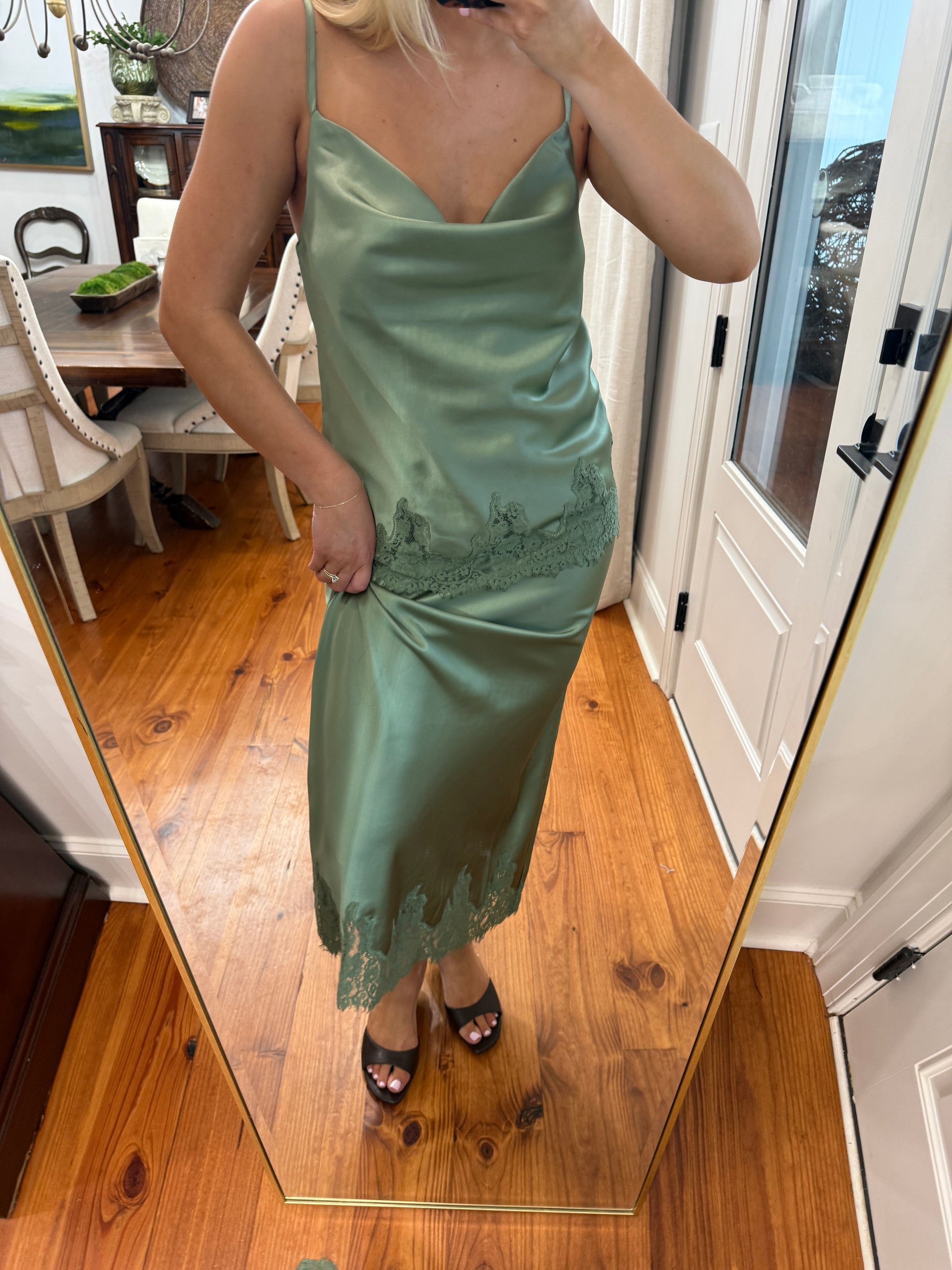 Camellia Satin Midi Skirt