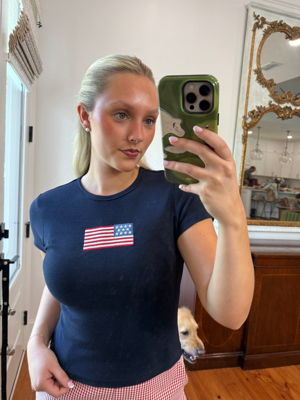 Embroidered Flag Baby Tee