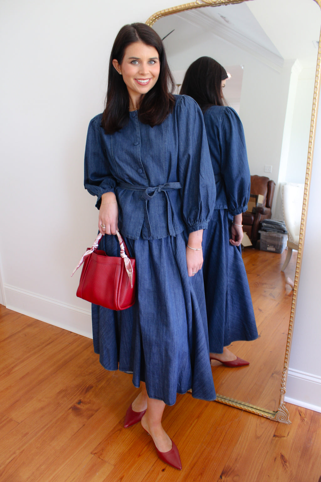 Gladys Denim Midi Skirt