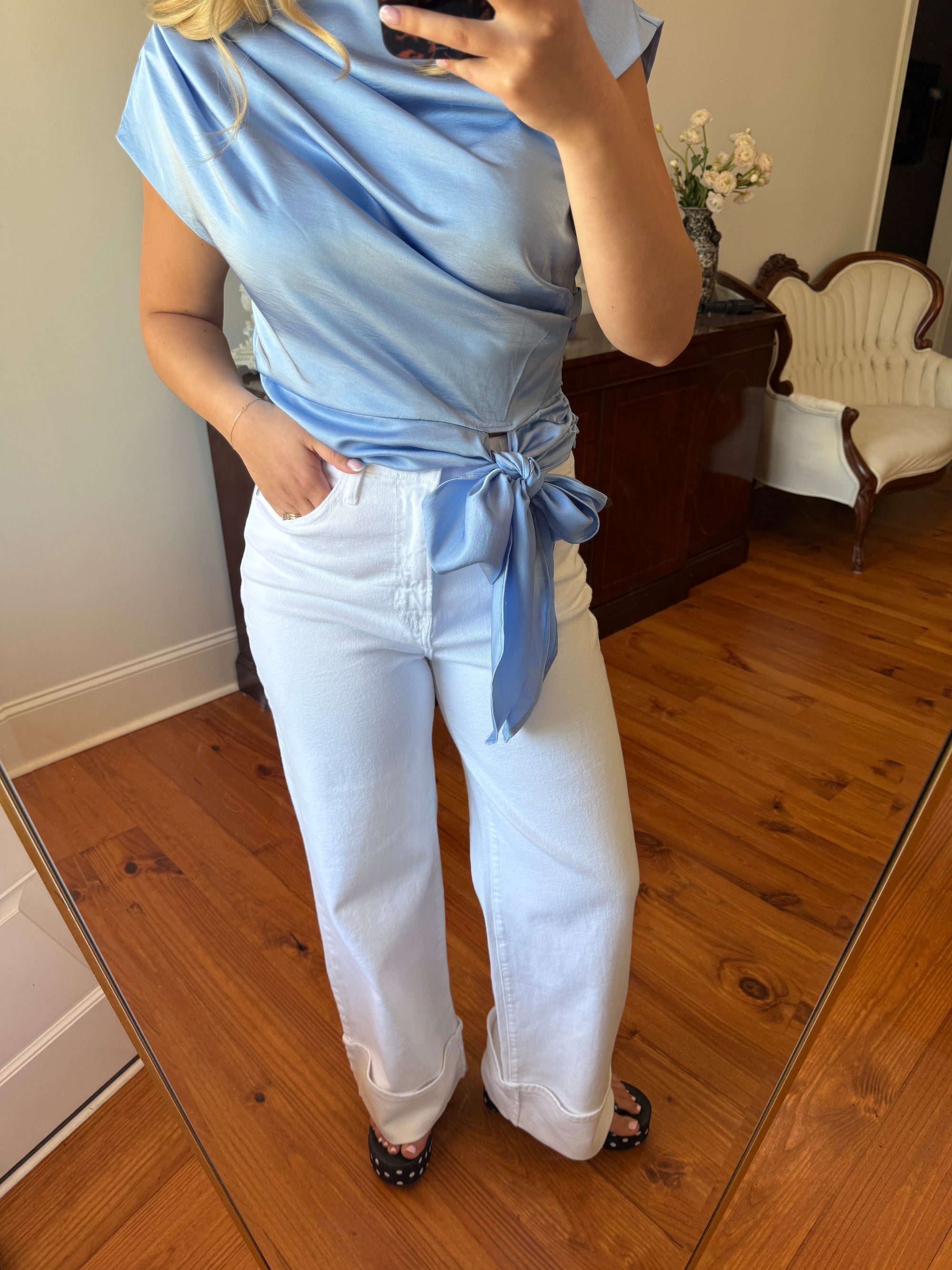 Madeline Cuffed White Jean
