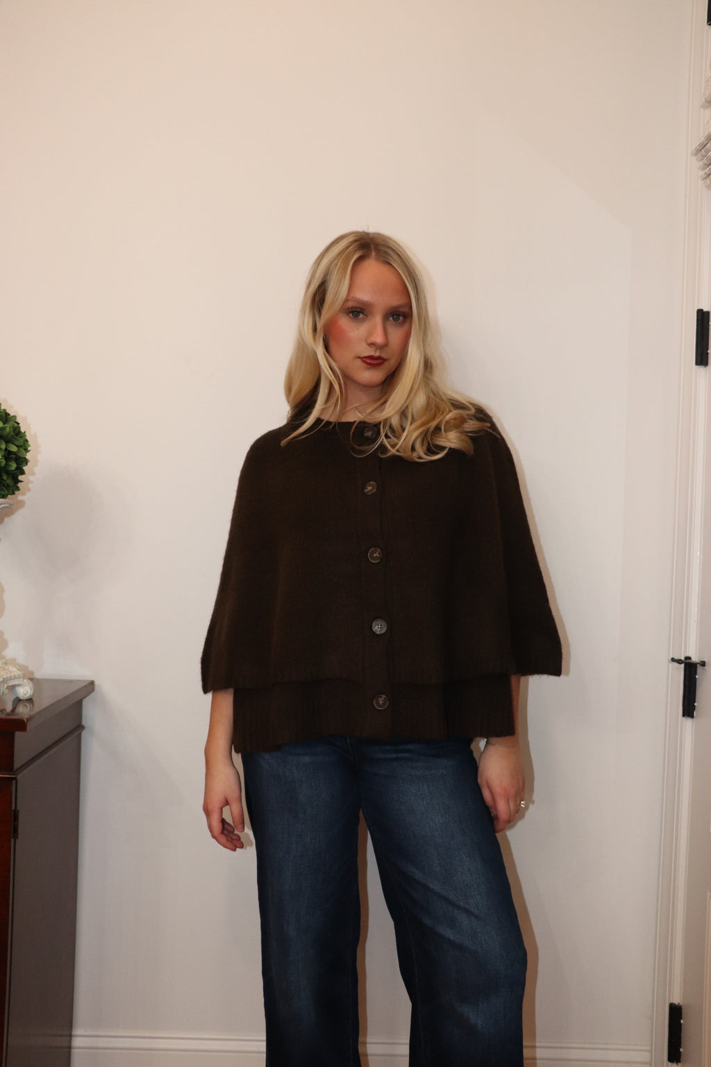Magnolia Cape Cardigan – Espresso