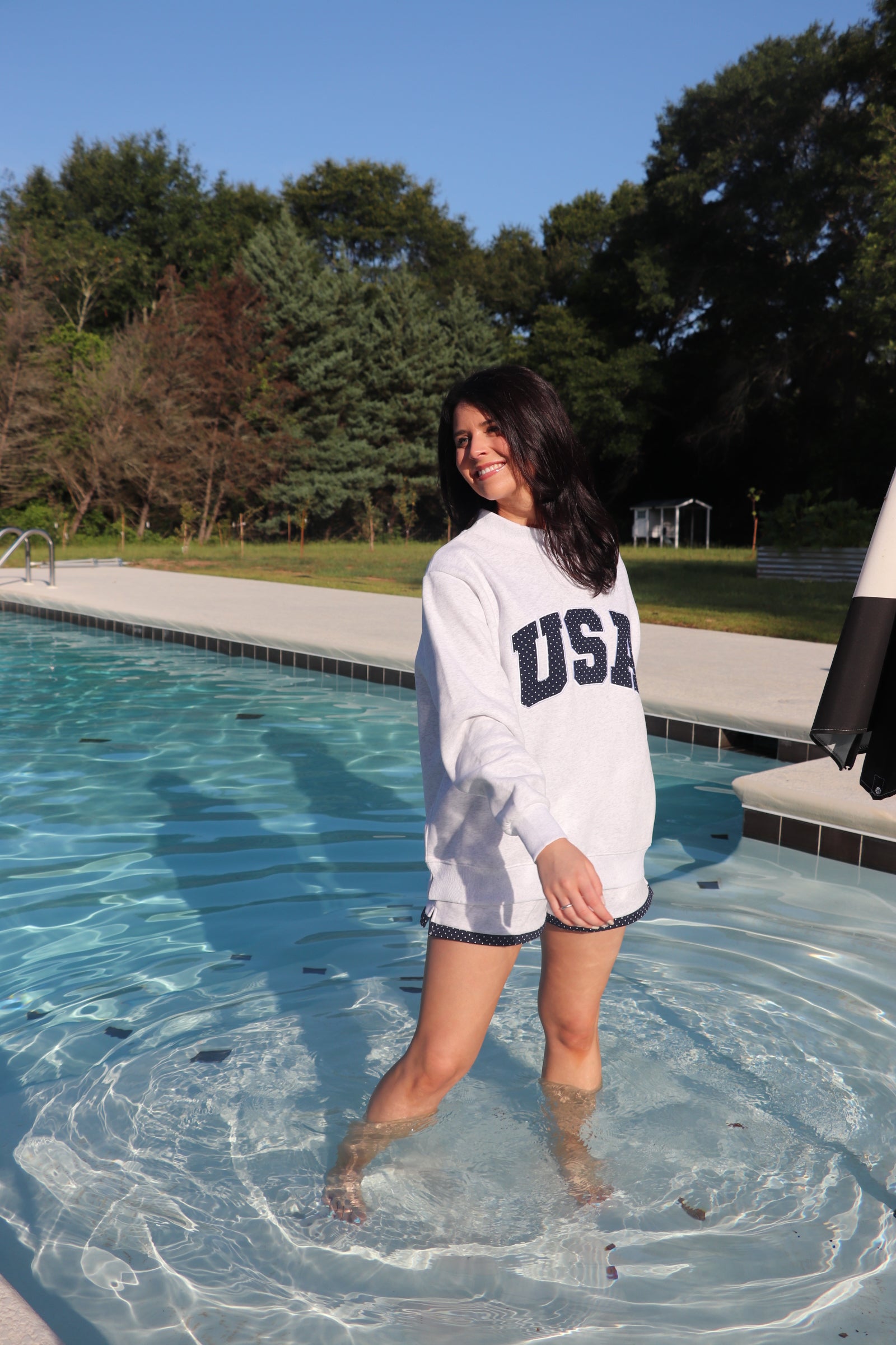 USA Polka Dot Mockneck Sweatshirt