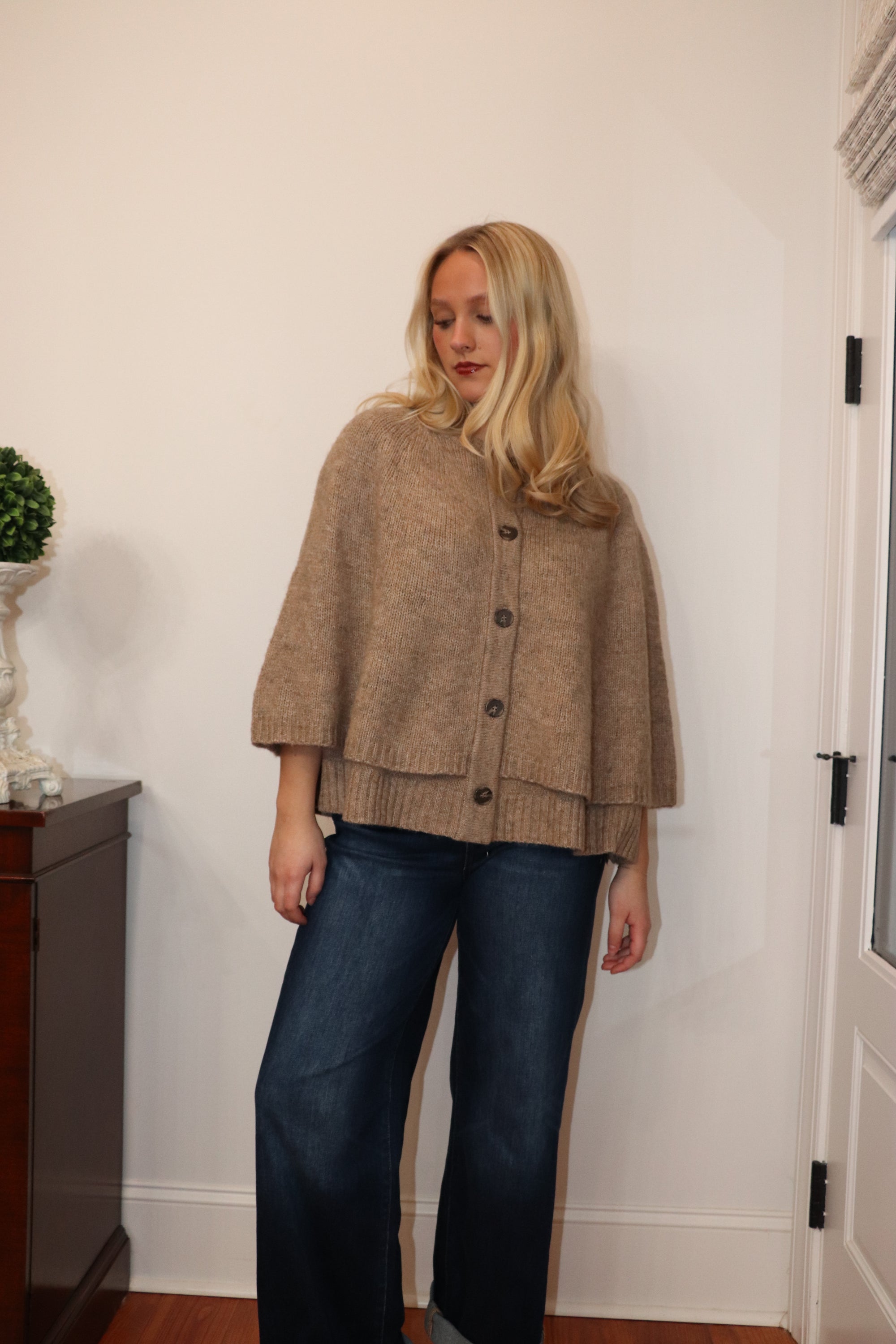 Magnolia Cape Cardigan - Taupe