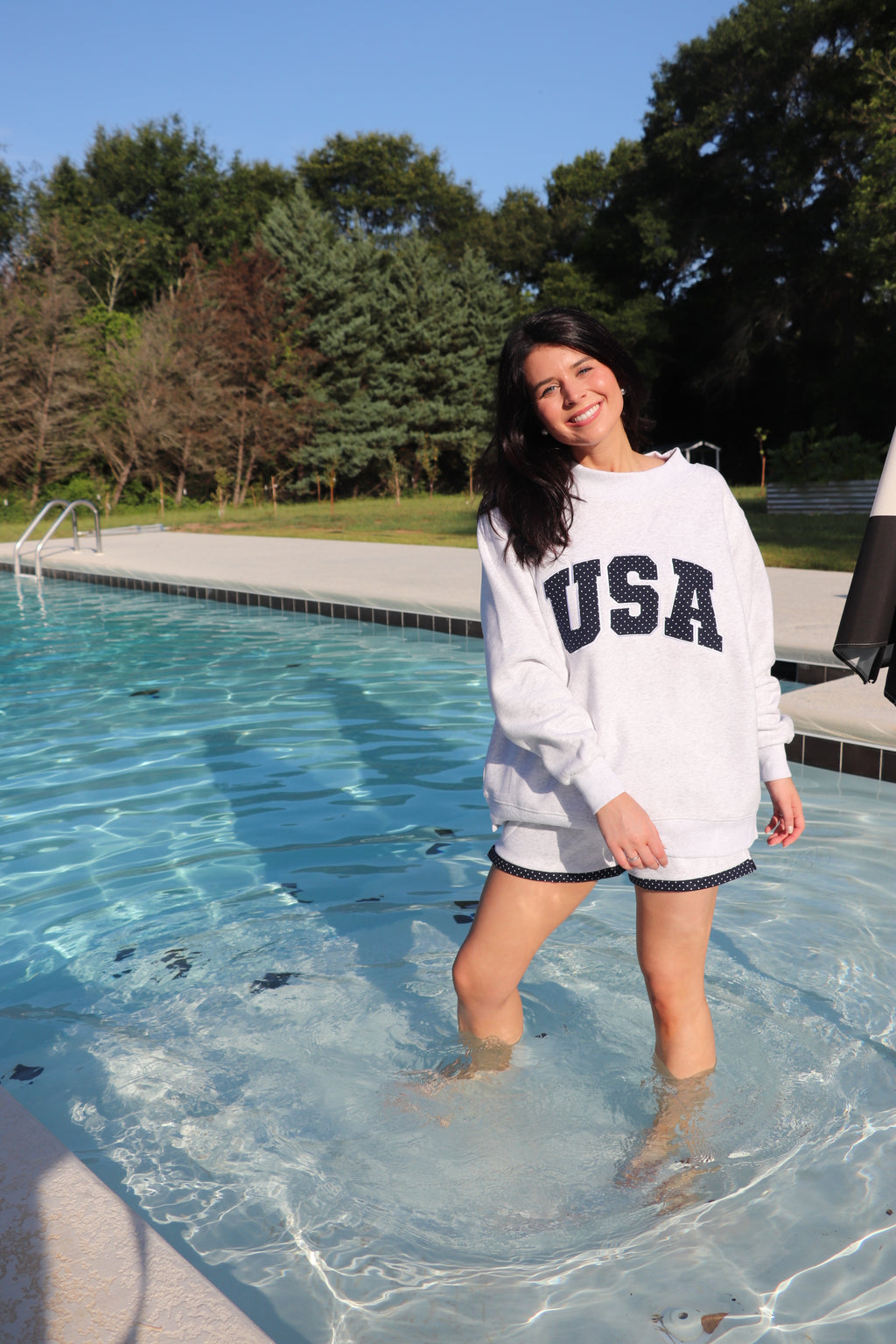 USA Polka Dot Mockneck Sweatshirt