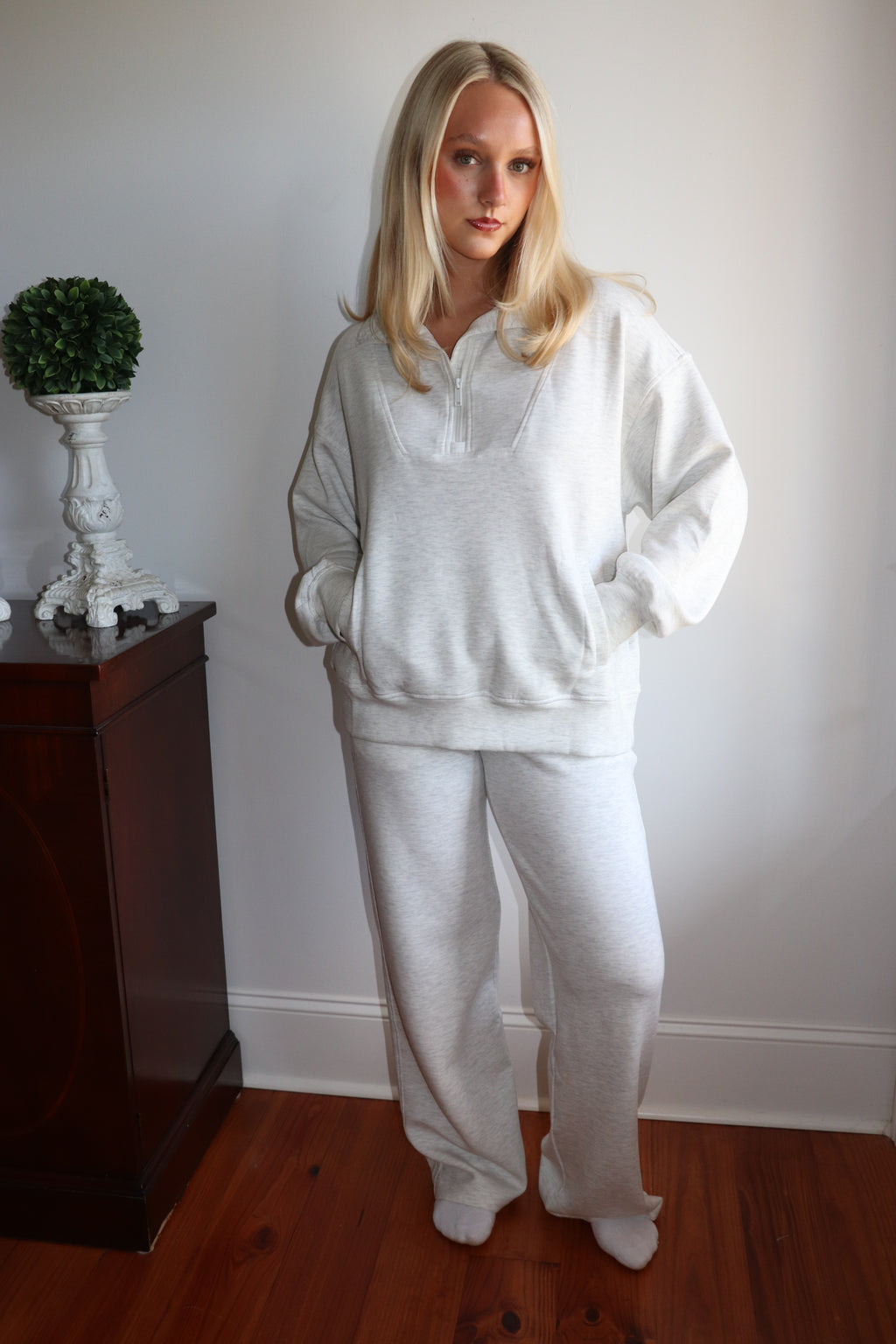 Rowan Quarter Zip – Light Heather Grey