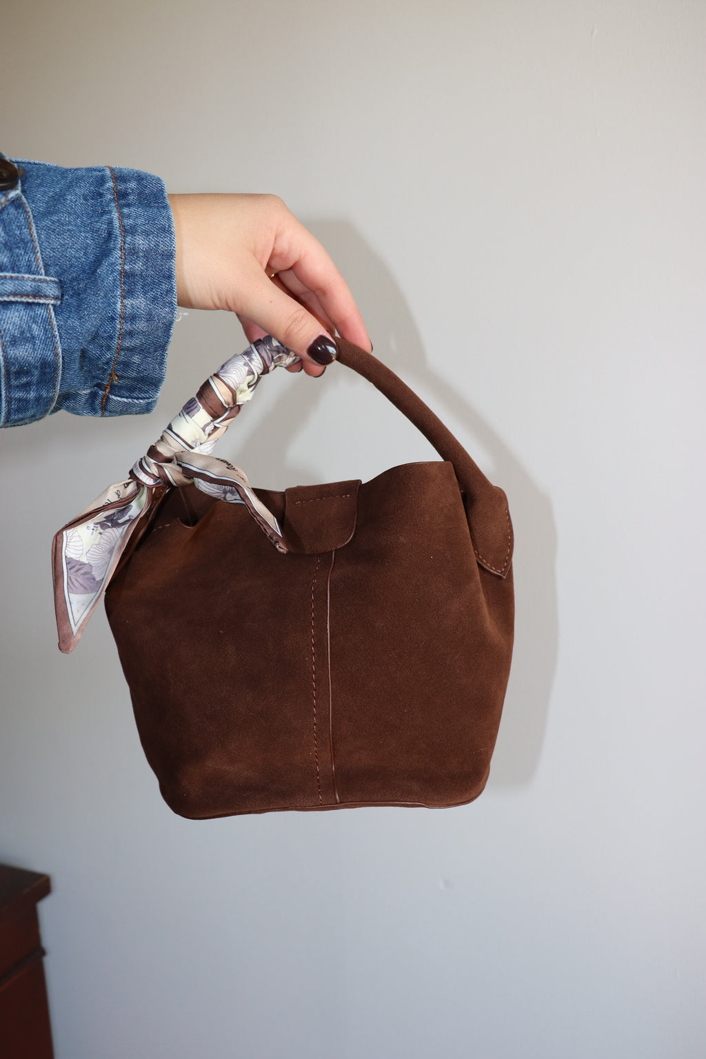 Odette Bucket Bag - Chocolate Suede